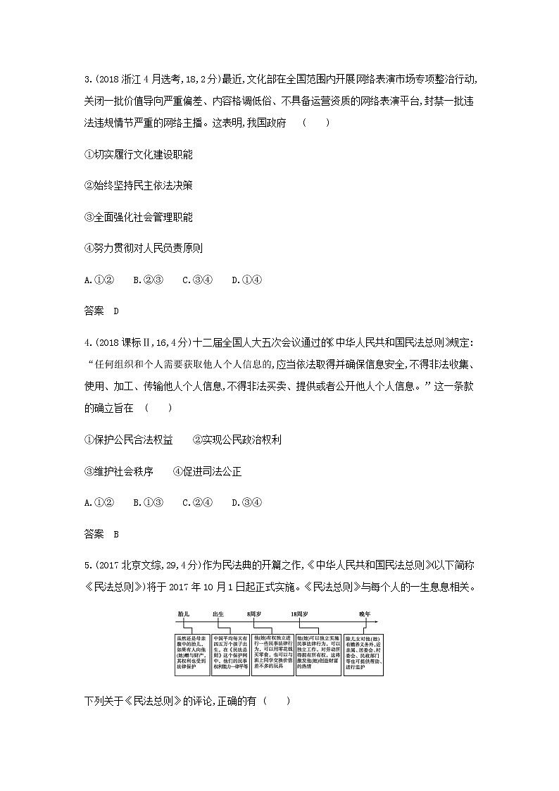 山东专用高考政治一轮复习专题七全面依法治国模拟集训含解析第2页