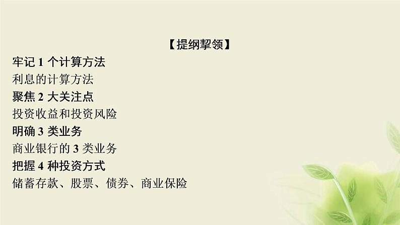 高考政治一轮复习第二单元生产劳动与经营第六课投资理财的选择课件必修1第4页