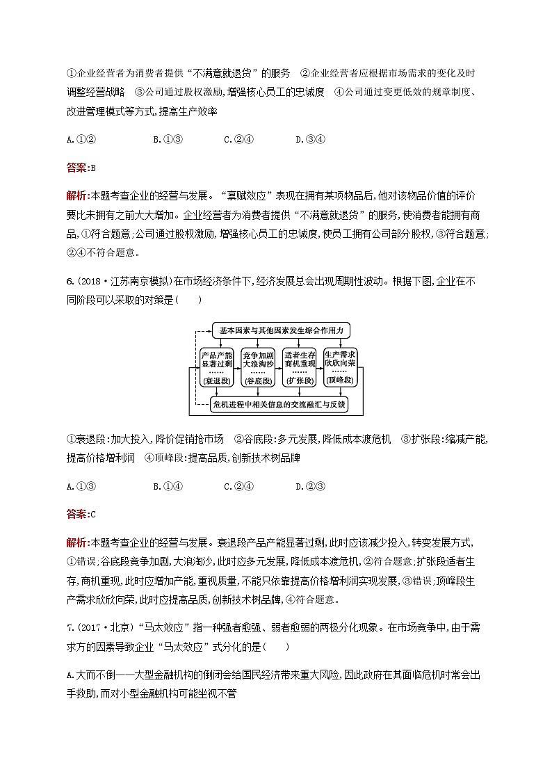 高考政治一轮复习考点规范练5企业与劳动者含解析新人教版第3页