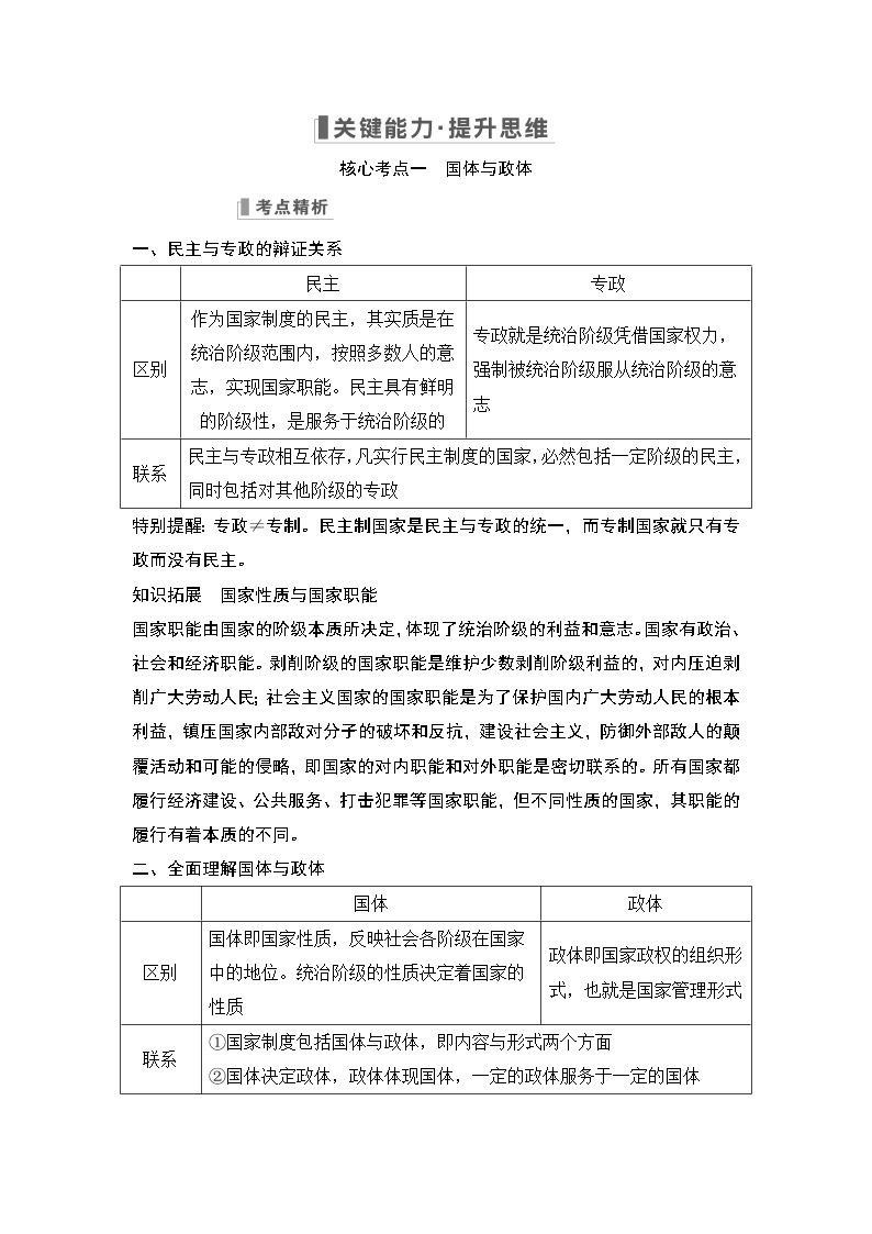 2023版高考政治（新教材）总复习一轮讲义第一课　国体与政体03