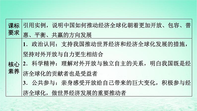 2023版新教材高考政治一轮总复习第三单元经济全球化第7课经济全球化与中国课件部编版选择性必修102