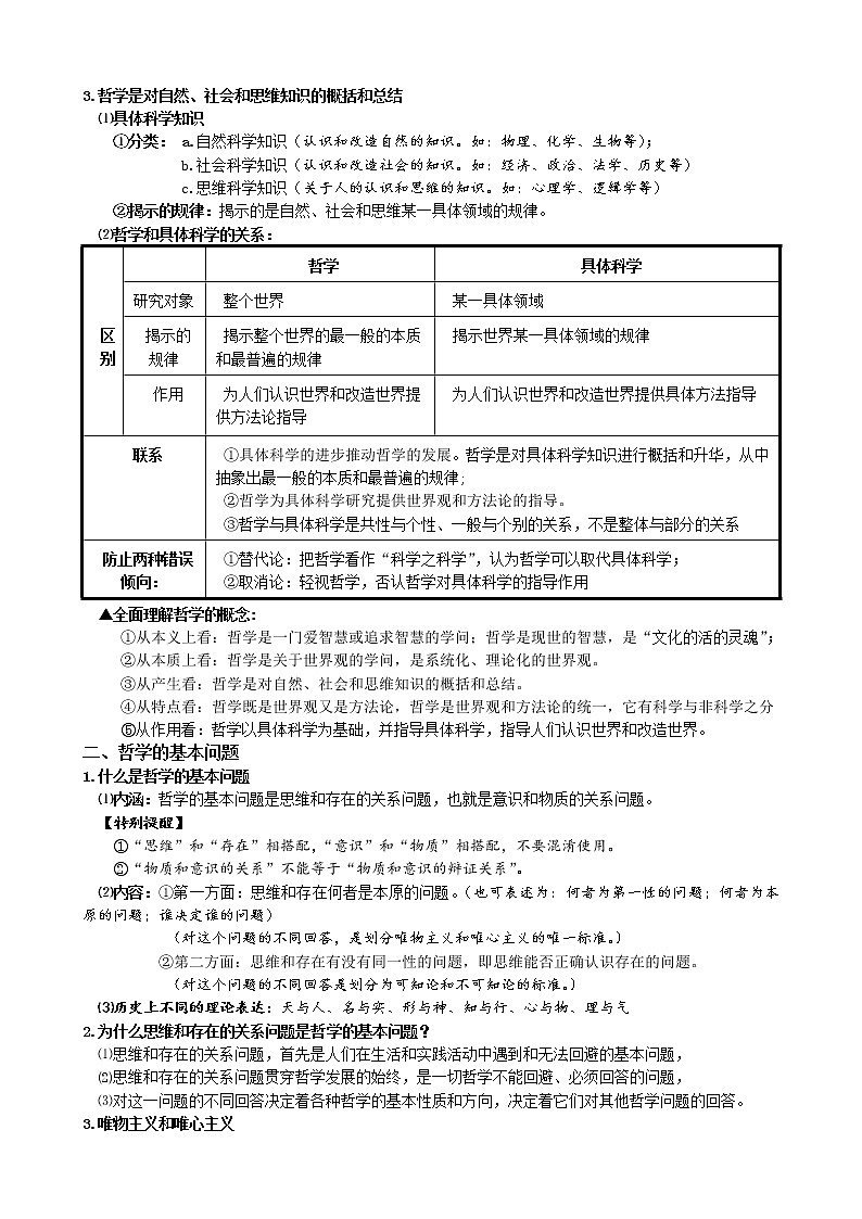 高中政治必修四 《哲学与文化》知识点全覆盖02