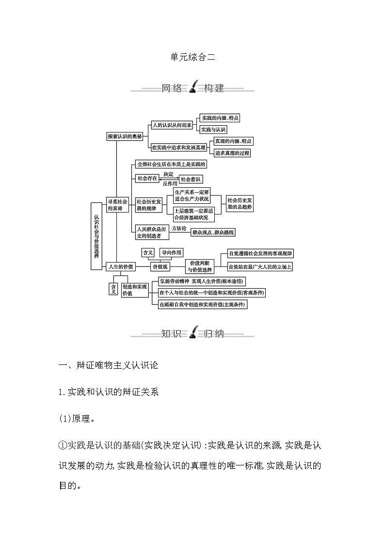 人教版高中思想政治必修4哲学与文化第二单元认识社会与价值选择课时作业+导学案+教学课件+检测试题01