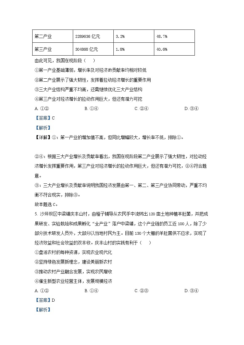 重庆市巴蜀中学2022-2023学年高三上学期适应性月考(二)政治(Word版附解析)第3页