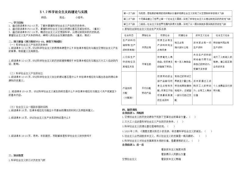 §1.2科学社会主义的理论与实践-导学案01