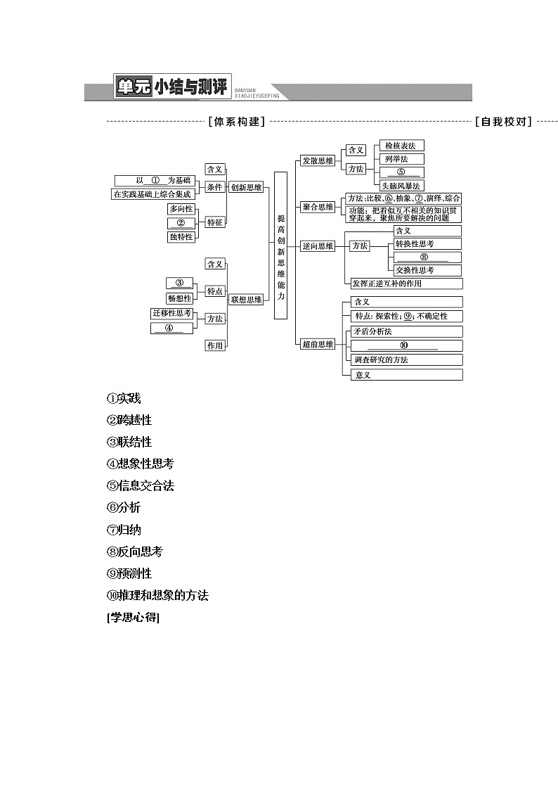 人教統(tǒng)編版高中政治選擇性必修3第4單元單元小結(jié)與測(cè)評(píng)學(xué)案第1頁(yè)