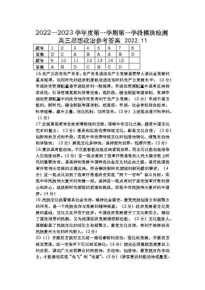 2022.11高三政治答案2022.11第1页