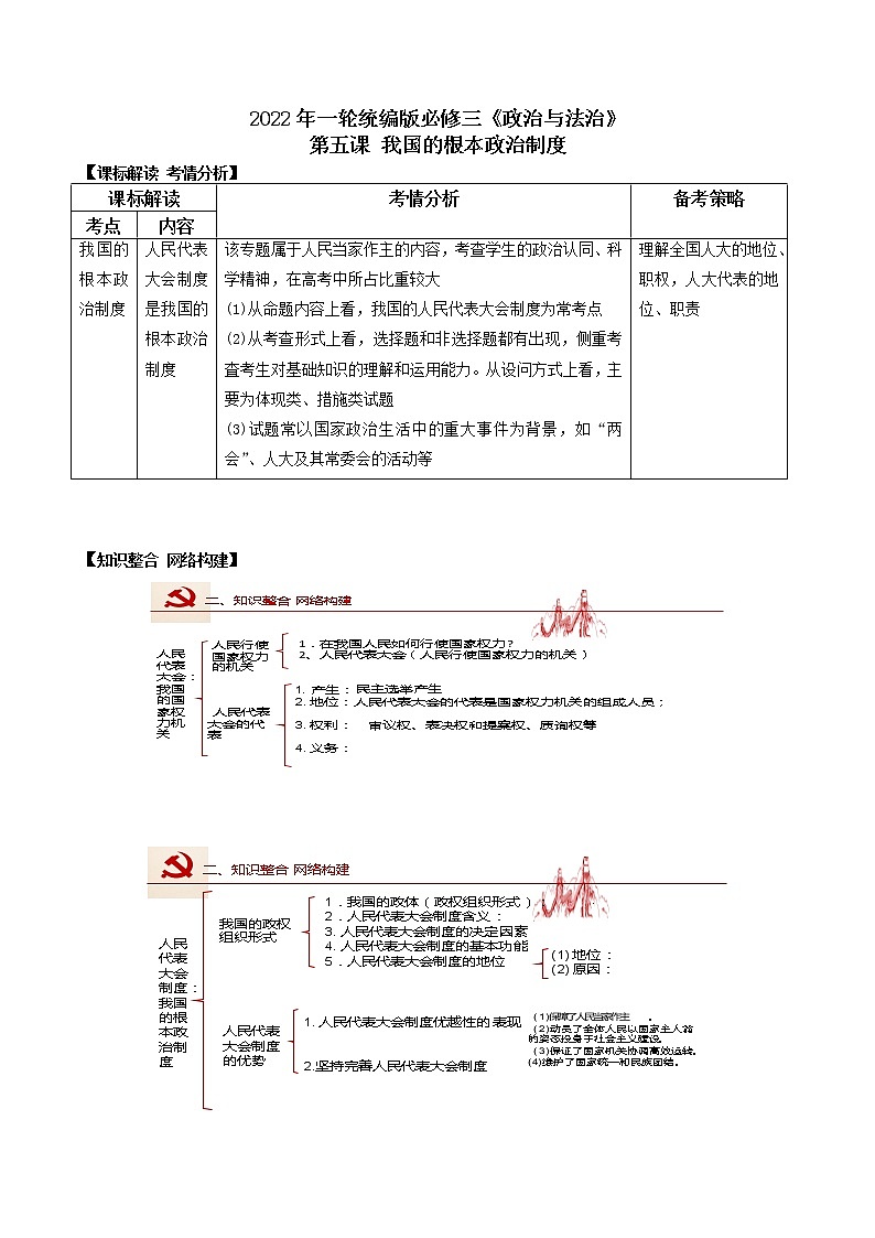 第五課 我國(guó)的根本政治制度（優(yōu)質(zhì)學(xué)案）(教師版）第1頁(yè)