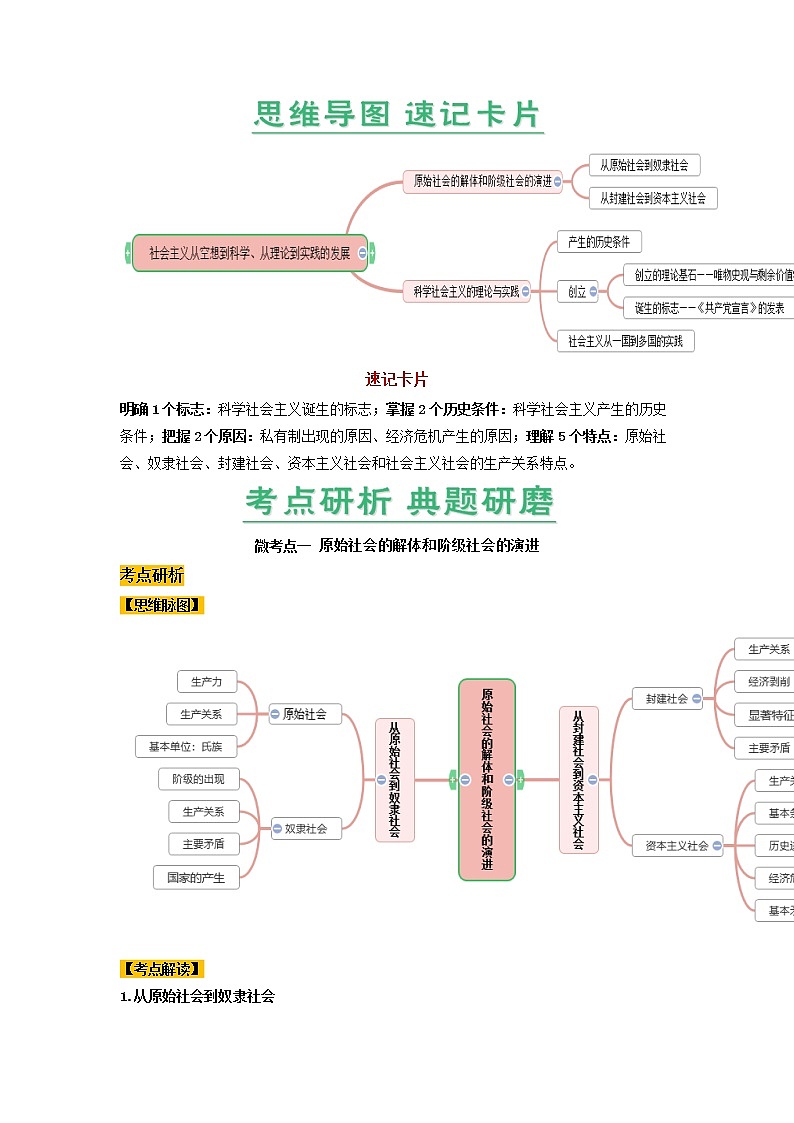 第01课 社会主义从空想到科学、从理论到实践的发展(精讲word)-2023年高考政治一轮复习讲练测(新教材新高考)02