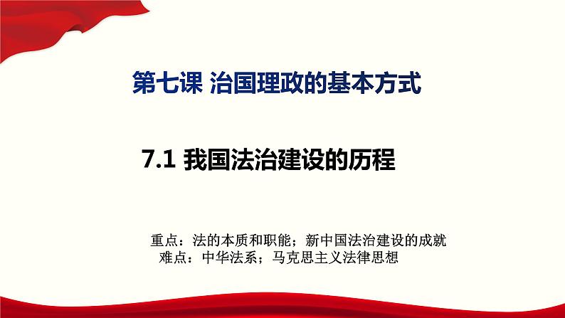 高中政治统编版必修三7.1我国法治建设的历程(共29张ppt)第1页