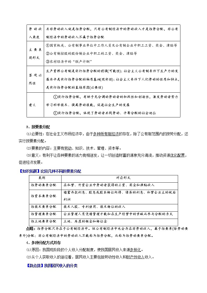 (统编版)高中政治必修二同步讲义4.1我国的个人收入分配(教师版)第2页