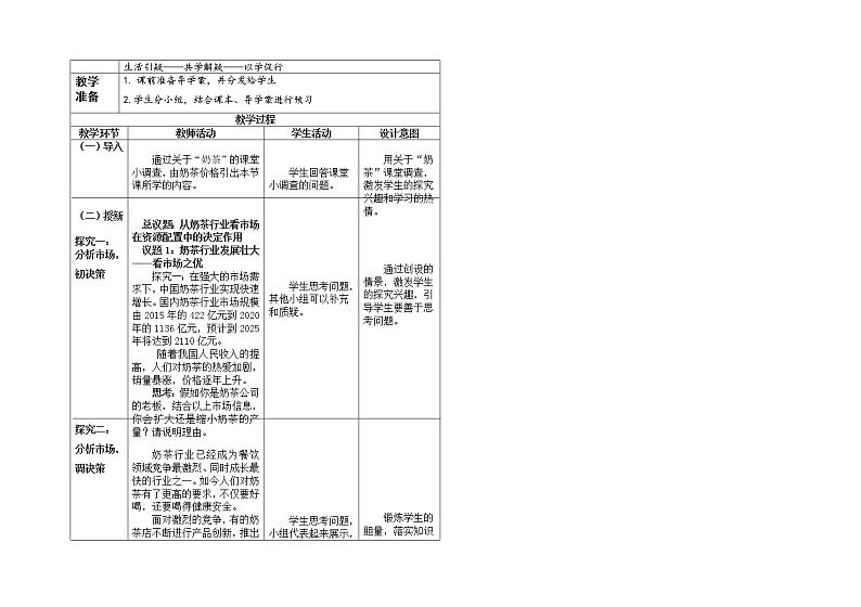 使市场在资源配置中起决定性作用 教案高中政治统编版必修二经济与社会 (2)第2页