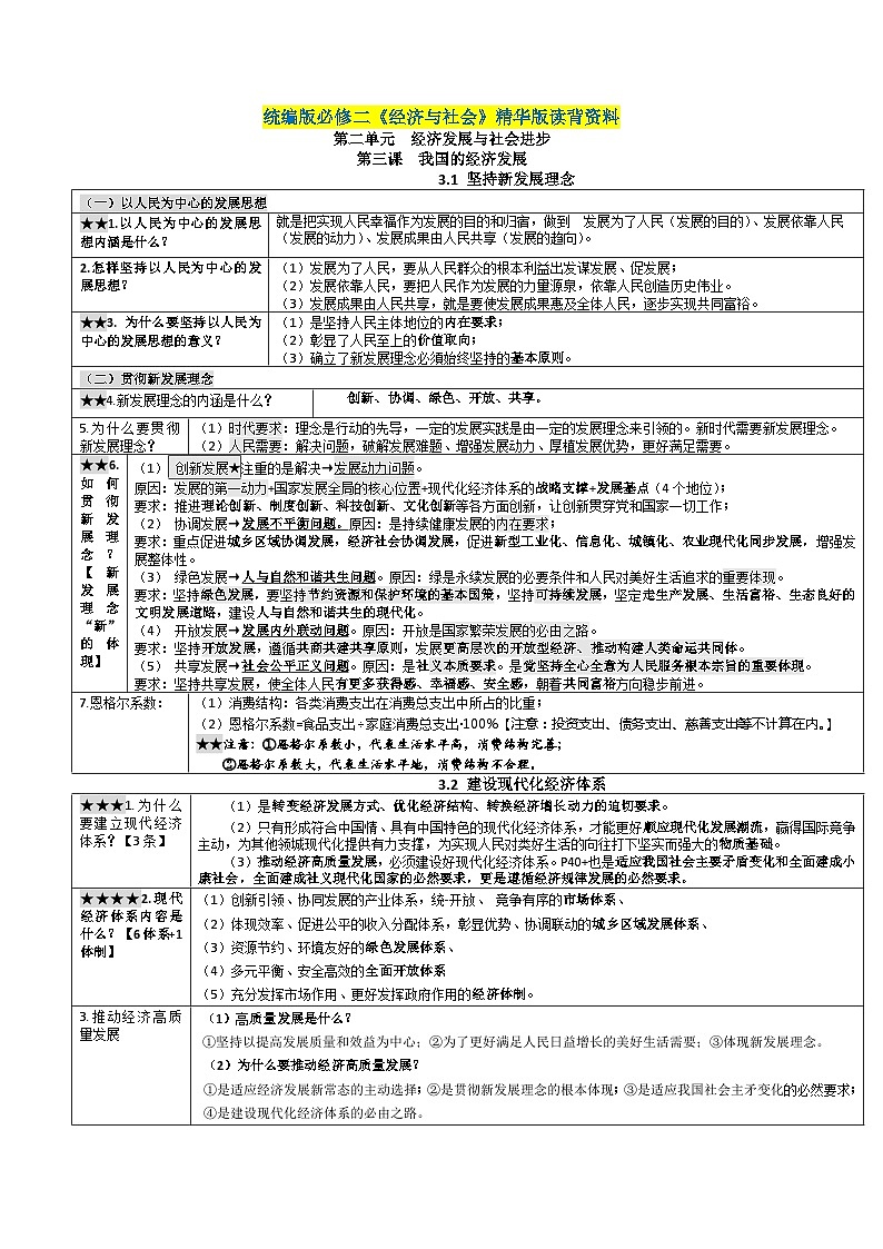 第三课 我国的经济发展——【期末复习】高中政治章节知识点梳理(统编版必修二)01