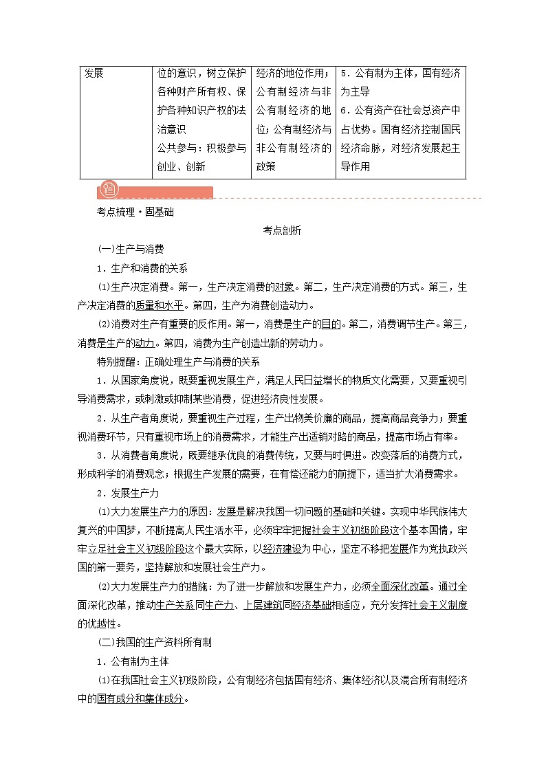 2022版高考政治一轮复习第二单元生产劳动与经营第4课生产与生产资料所有制学案新人教版必修第3页