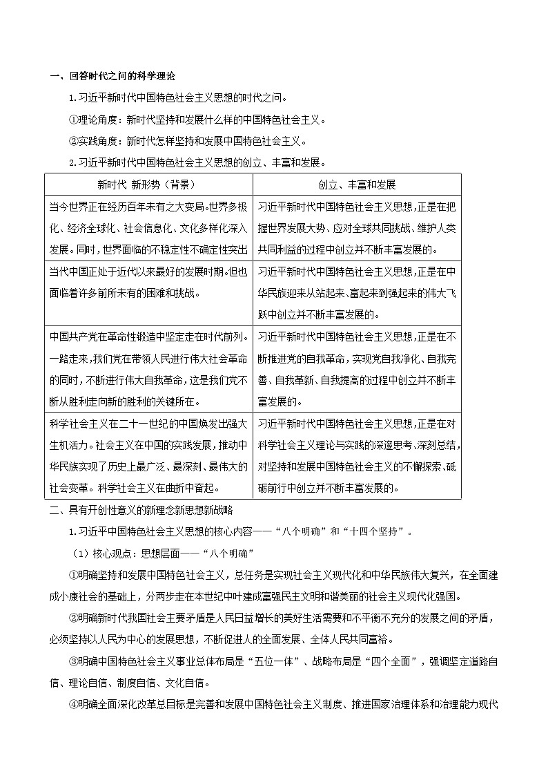 高中政治统编版必修一4.3 习近平新时代中国特色社会主义思想 核心素养教学设计02