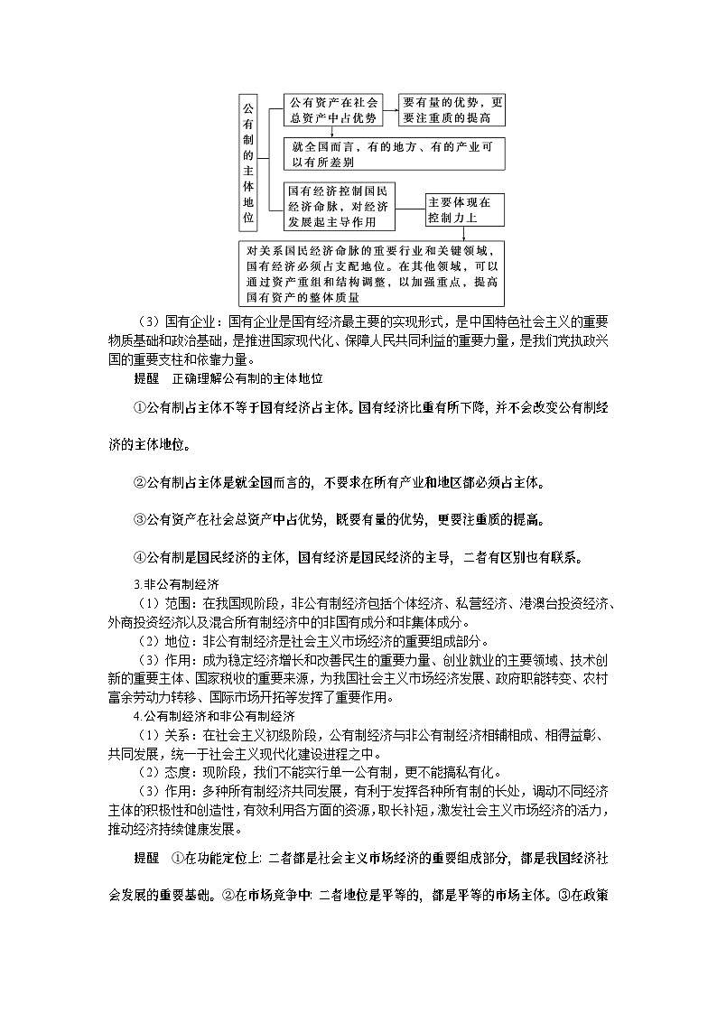第一课 我国的生产资料所有制 学案(含解析) 2024届高考政治统编版一轮复习必修2 经济与社会第3页