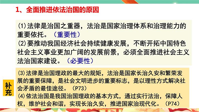 高一政治统编版必修三7.2 《全面依法治国的总目标与原则》课件第4页