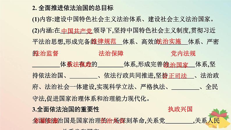 新教材2023高中政治第三单元全面依法治国第七课治国理政的基本方式第二框全面推进依法治国的总目标与原则课件部编版必修3第4页