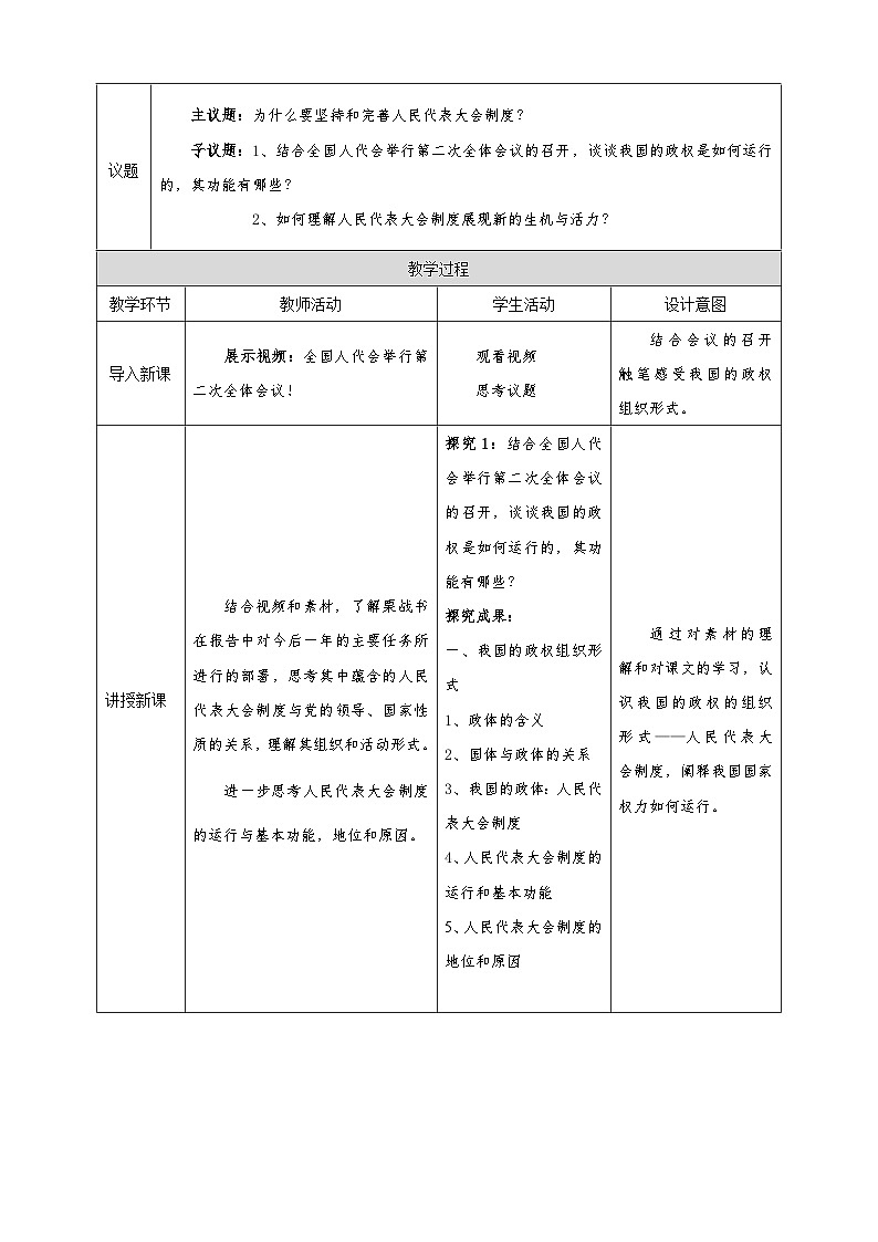 5.2《人民代表大会制度:我国的根本政治制度》课件+教案+素材-人教统编版道法必修3政治与法治02