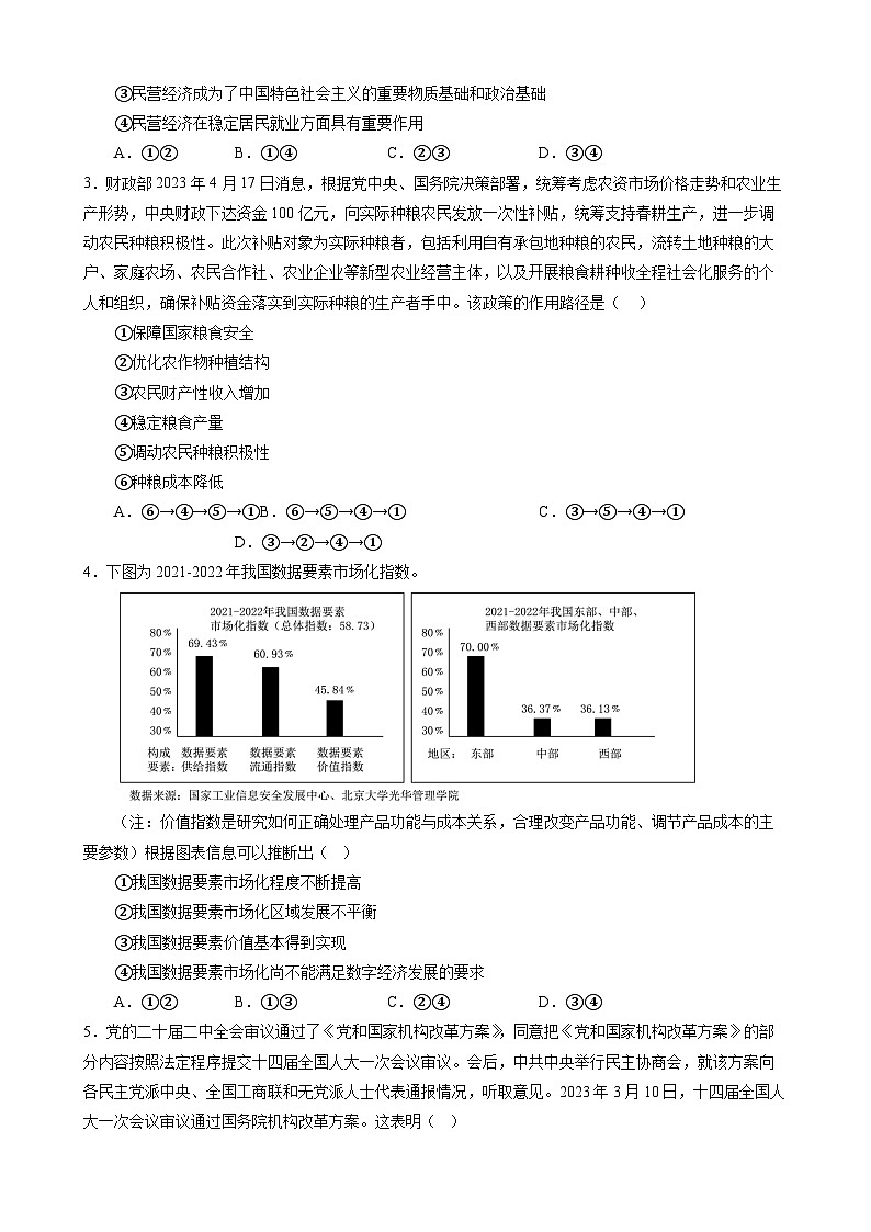 政治-2024届新高三开学摸底考试卷(江苏专用)02