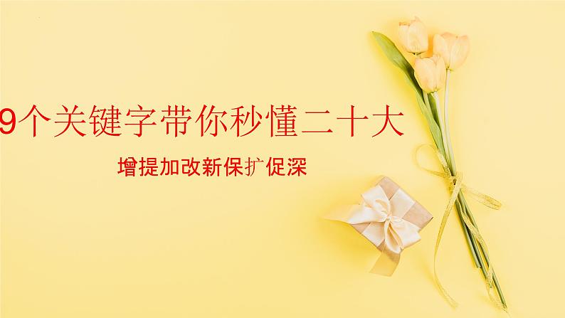 二十大报告热点21 9个关键字带你秒懂二十大(PPT)-【二十大专题】2023年高考政治“党的二十大”精准解读与原创押题第1页