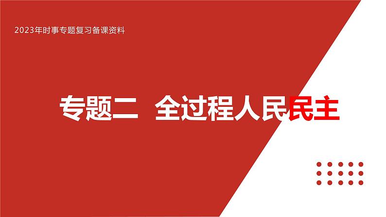 专题二 全过程人民民主-【贝壳政治】2023年高考政治时政专题复习备考资料课件PPT第1页