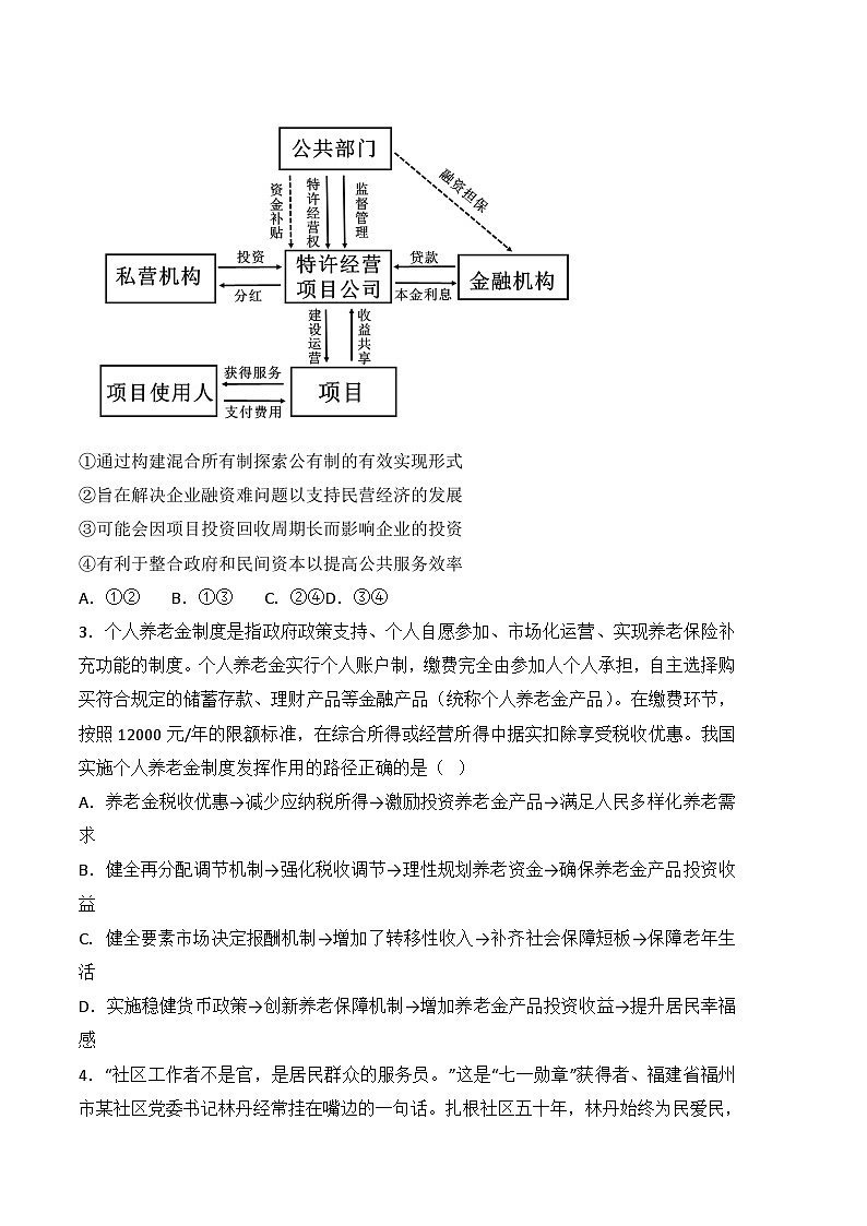 政治(福建B卷)-学易金卷:2023年高考第三次模拟考试卷(考试版)A4第2页