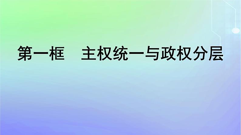 广西专版2023_2024学年新教材高中政治第1单元各具特色的国家第2课国家的结构形式第一框主权统一与政权分层课件部编版选择性必修1第1页
