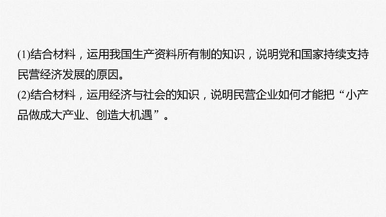 2024届高考政治一轮复习(部编版江苏专用)必修2经济与社会第五课大题攻略主观题对“民营企业”的考查课件第5页