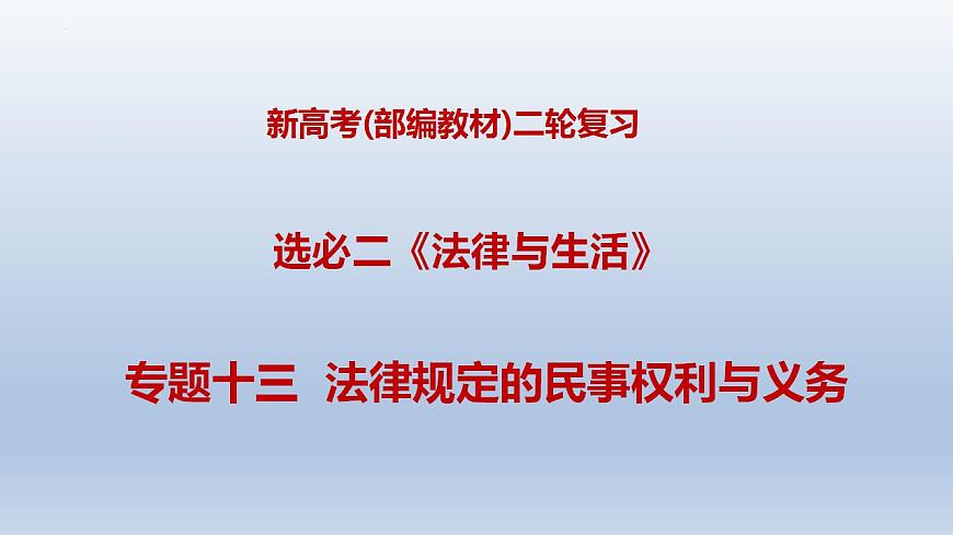 新高考政治二輪復(fù)習(xí)精品課件專題十三法律規(guī)定的民事權(quán)利與義務(wù)(含解析)第1頁