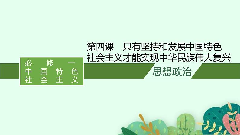 新高考政治一轮复习练习课件第四课 只有坚持和发展中国特色社会主义才能实现中华民族伟大复兴(含解析)01