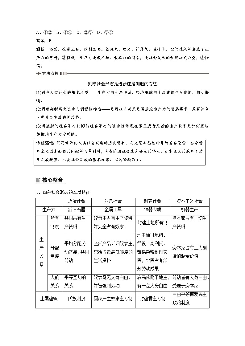 新高考政治二轮复习学案 专题1 课时1 人类社会的发展进程(含解析)03