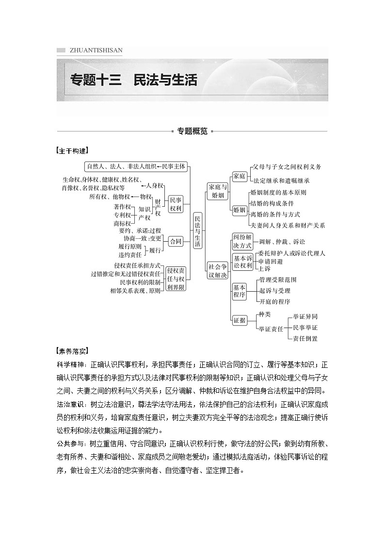 新高考政治二轮复习学案 专题13 课时1 民事权利与义务(含解析)第1页