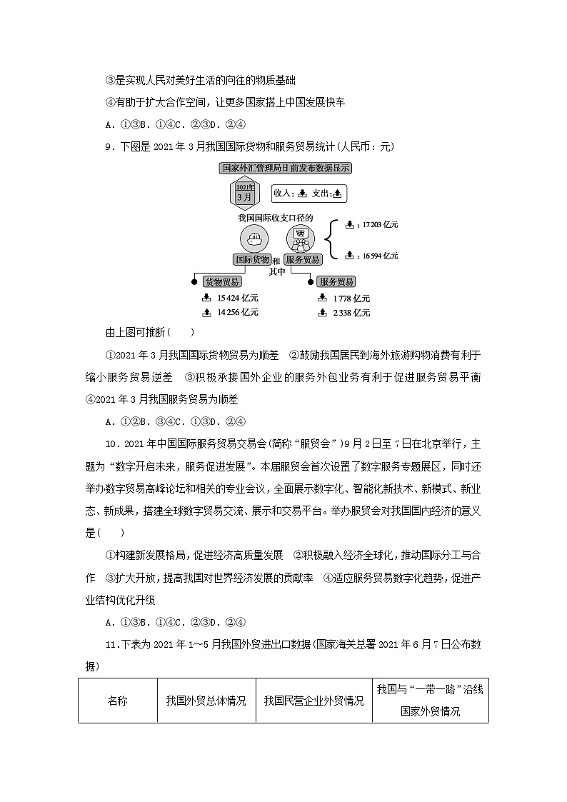 新高考政治一轮复习课时巩固卷33经济全球化与中国(含解析)第3页