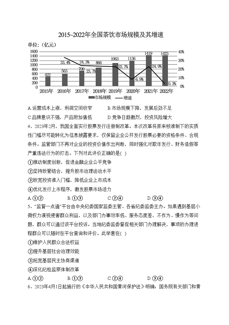 四川省内江市2023届高三下学期第二次模拟考试文综政治试题(含答案)02