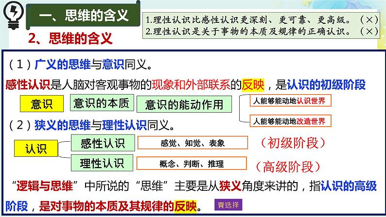 1.1思维的含义及其特征高二政治同步备课精品课件(统编版选择性必修3)07