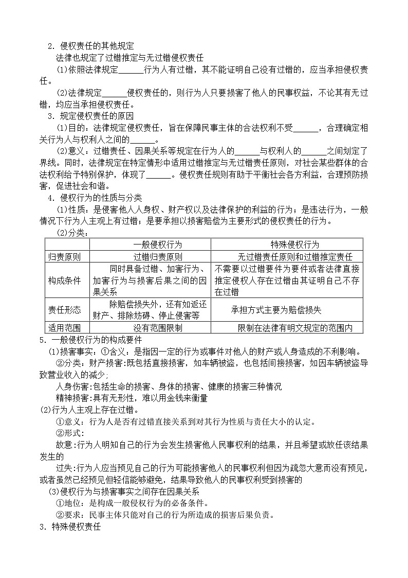 第四课 侵权责任与权利界限 学案 2023-2024学年高三政治一轮复习统编版选择性必修二法律与生活02