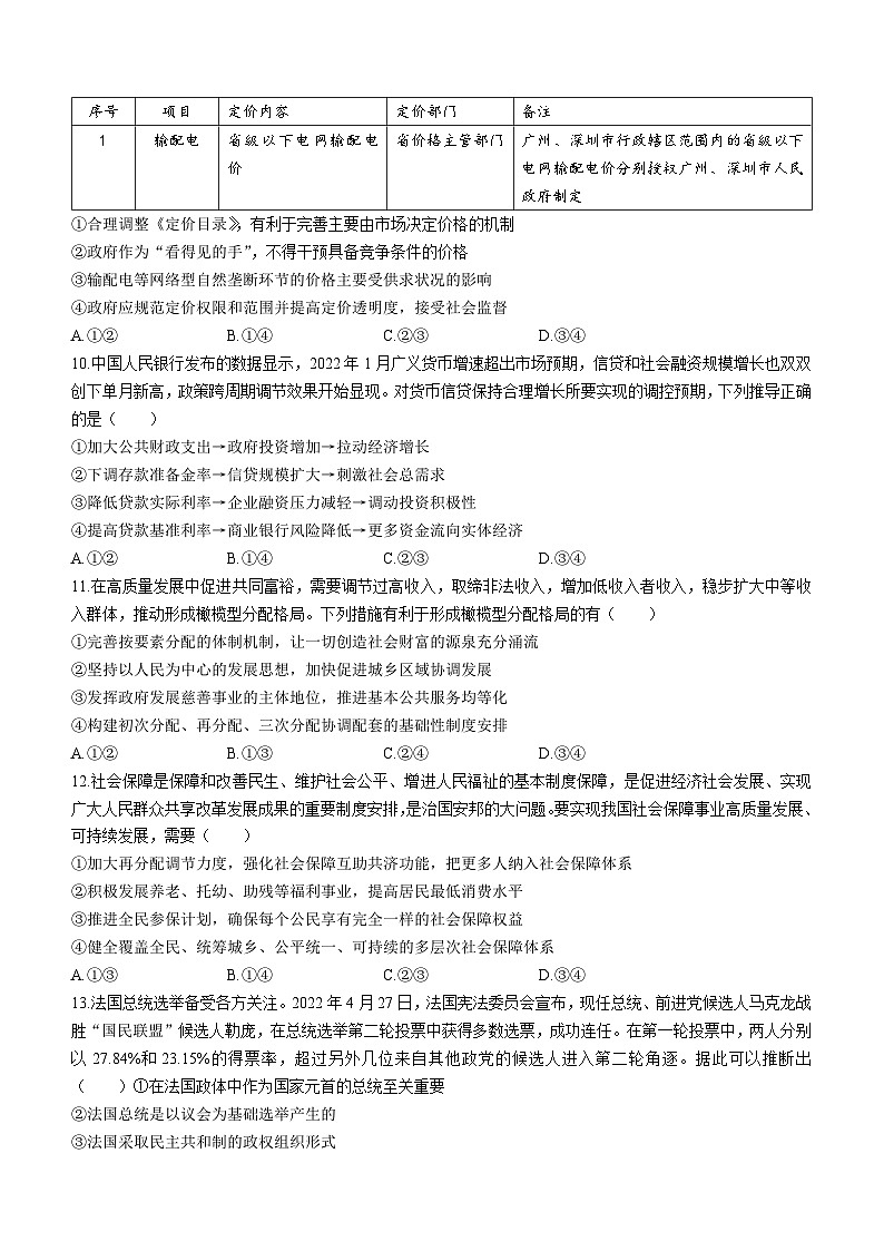 黑龙江省哈尔滨市第九中学校2023-2024学年高三上学期开学考试政治试题(无答案)第3页
