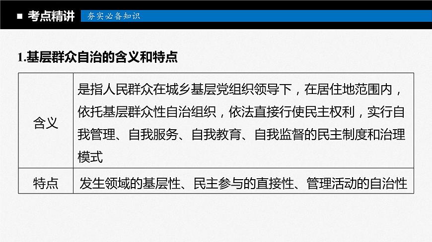 2024年高考政治一輪復(fù)習(xí)課件（部編版） 必修3　第14課　課時(shí)3　基層群眾自治制度第7頁