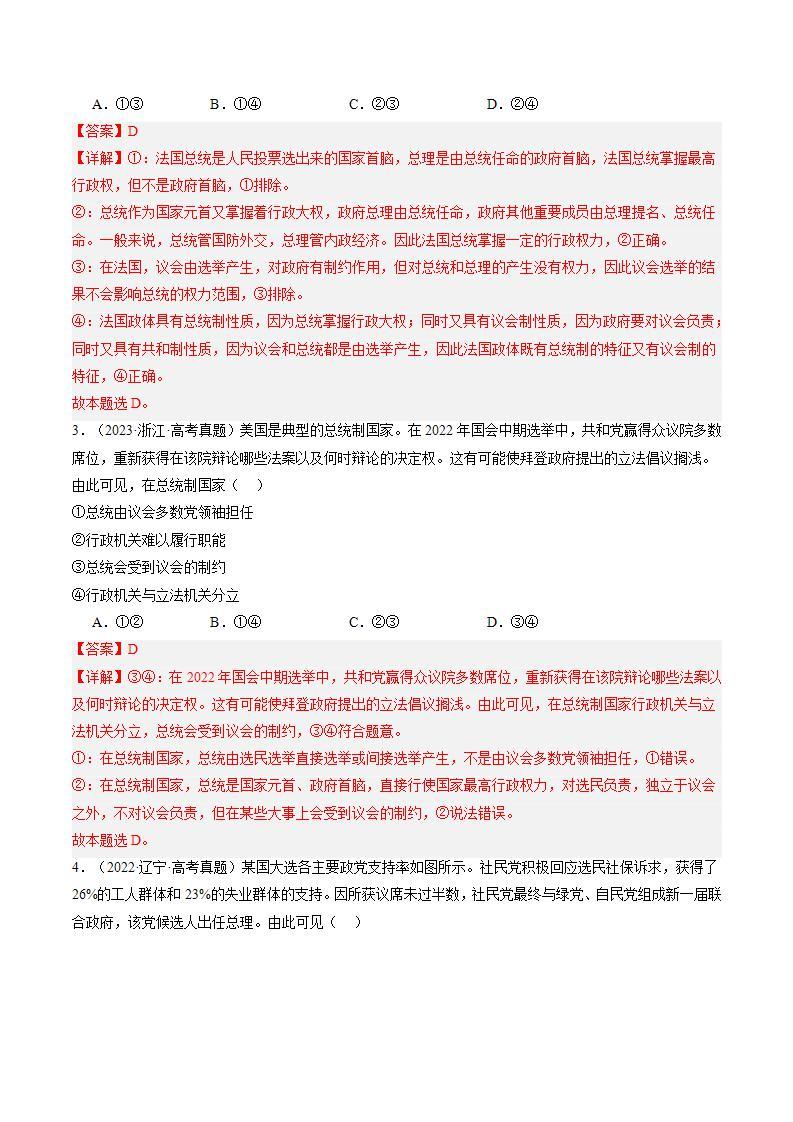 （新高考）高考政治二轮复习专题11国家与国际组织（练习）（含解析）02