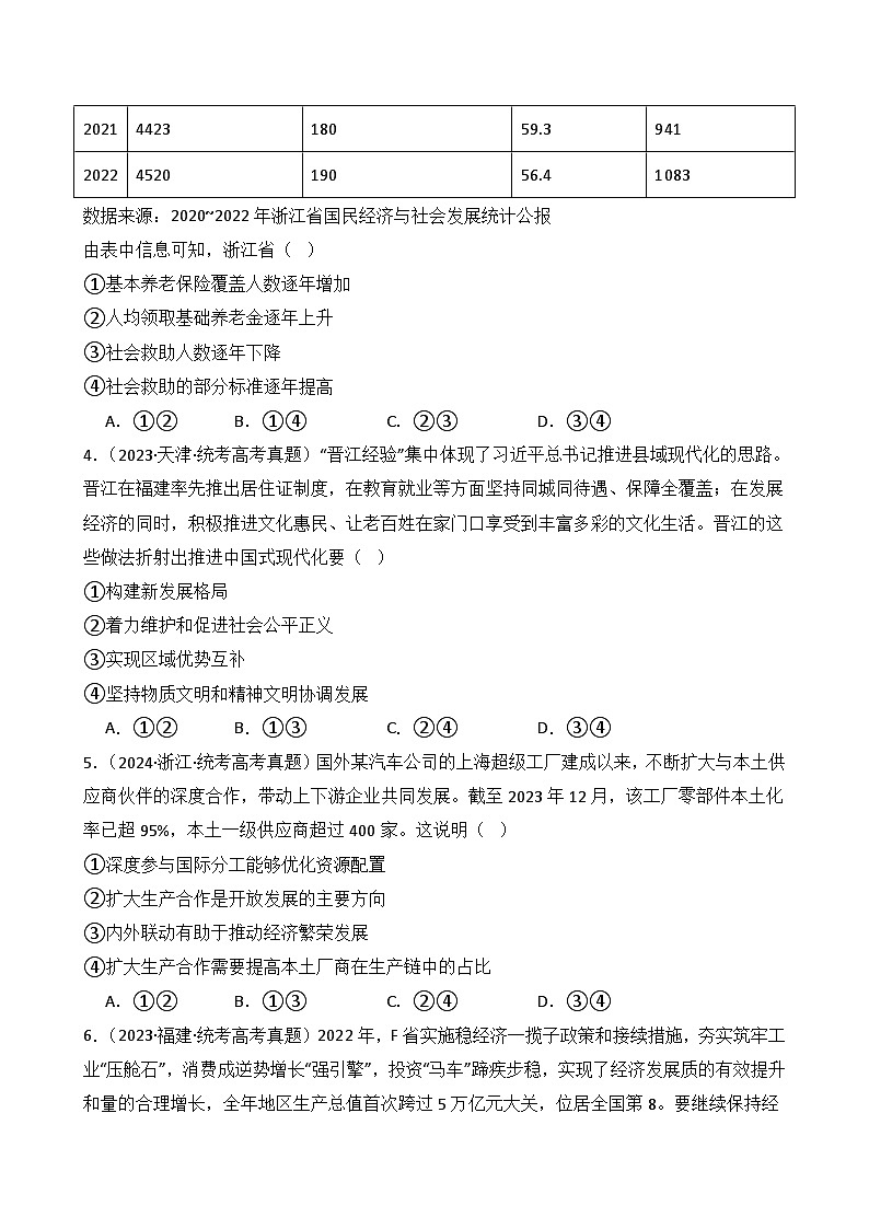 必修二 第二单元 经济发展与社会进步(A卷·知识通关练)(原卷版)第2页
