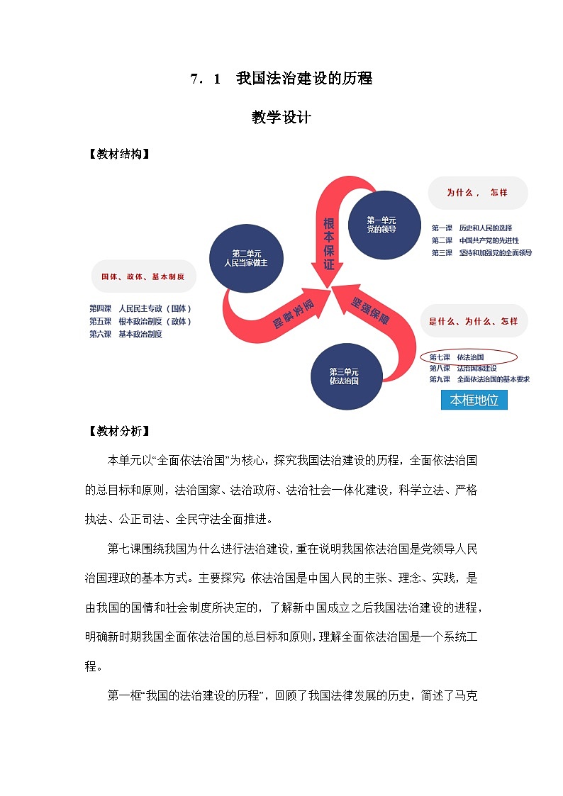 统编版政治必修三7.1我国法治建设的历程教案第1页