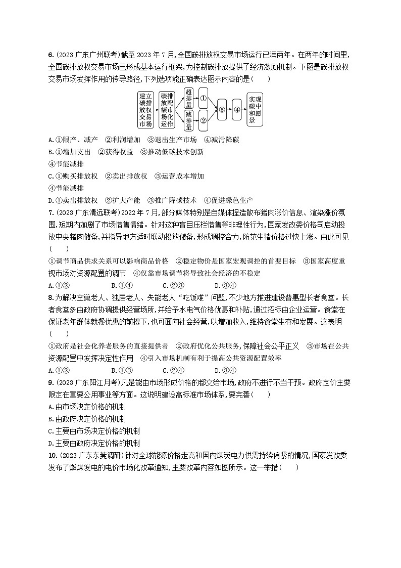 备战2025届新高考政治一轮总复习课时规范练8充分发挥市场在资源配置中的决定性作用(附解析)第2页