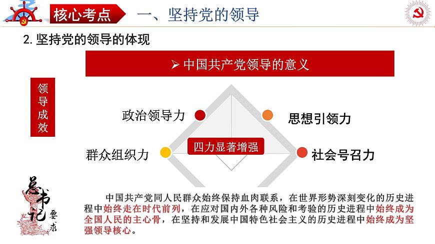 第三課 堅(jiān)持和加強(qiáng)黨的全面領(lǐng)導(dǎo) 課件-2024屆高考政治一輪復(fù)習(xí)統(tǒng)編版必修三政治與法治第8頁(yè)