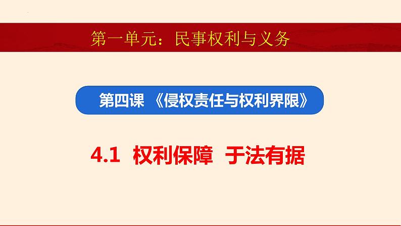 2023-2024学年高中政治统编版选择性必修二:4.1权利保障 于法有据 课件第1页