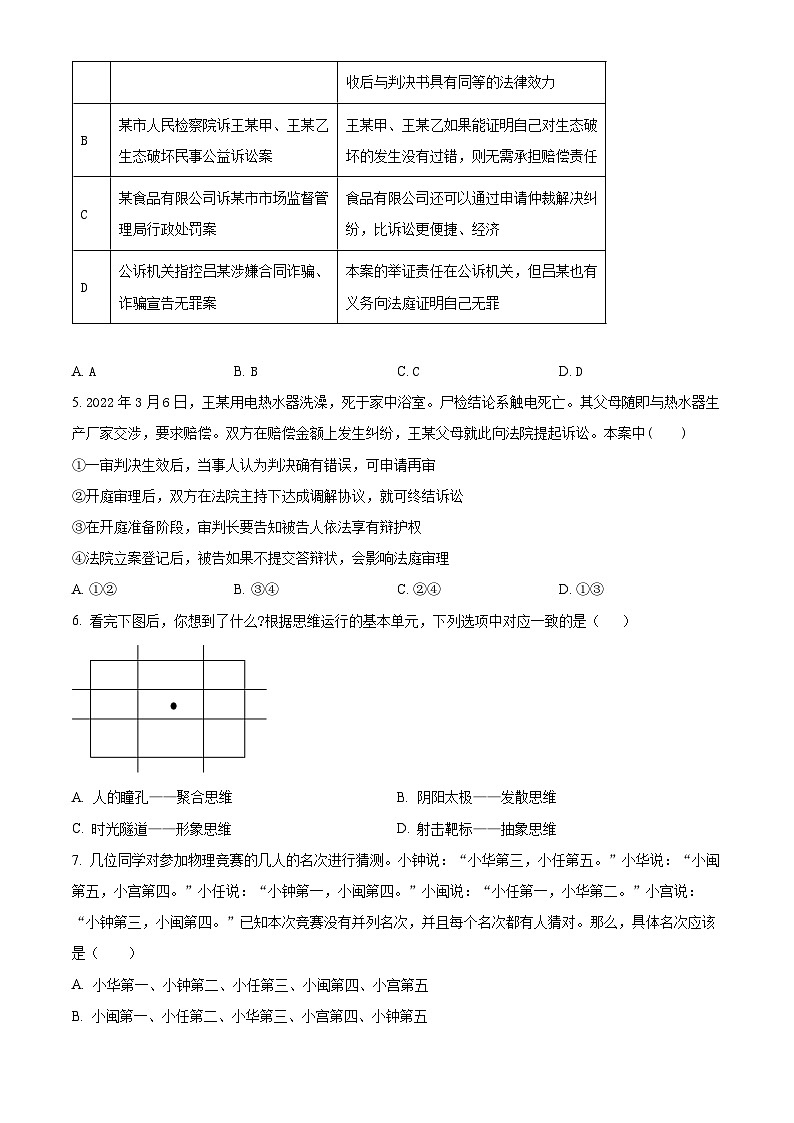 江苏省盱眙中学2023-2024学年高二下学期3月月考政治试题(原卷版+解析版)02