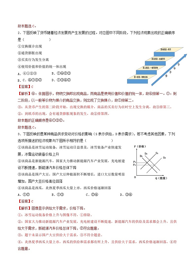 查补易混易错01 货币、价格与消费(解析版)第3页