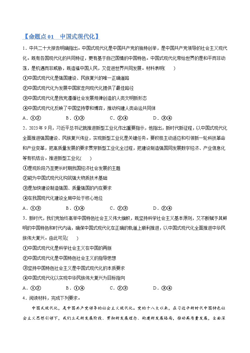 专题03 道路篇——中国式现代化(分层练)(原卷版)第2页