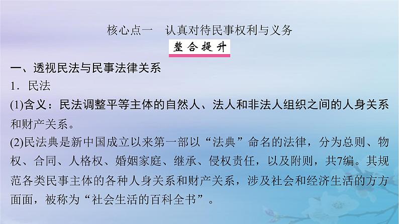 2025届高考政治一轮总复习选择性必修2第一单元民事权利与义务第一课在生活中学民法用民法课件07