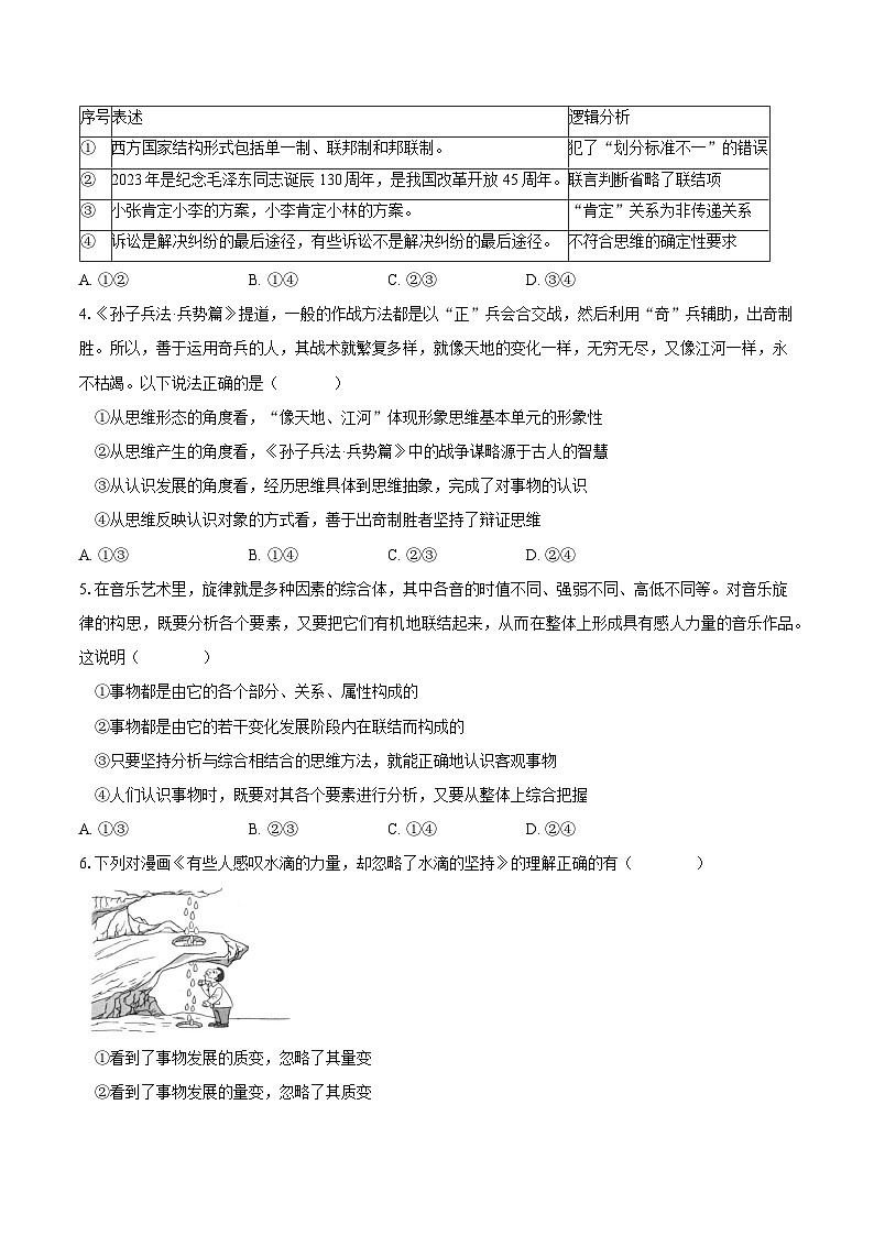 重庆市长寿区八校2023-2024学年高二下学期7月期末联考思想政治试题(含答案)第2页